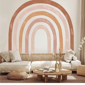 Rainbow Wall Decal 94.5 x 82.7 Inch Large Boho Vinyl Nursery Decor Peel & Stick